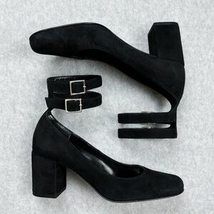 Saint Laurent black suede heels